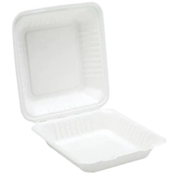 Bagasse 9" Clamshell Meal Box 1 x 200