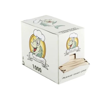 Wooden Chip Forks in Dispenser Box 1000