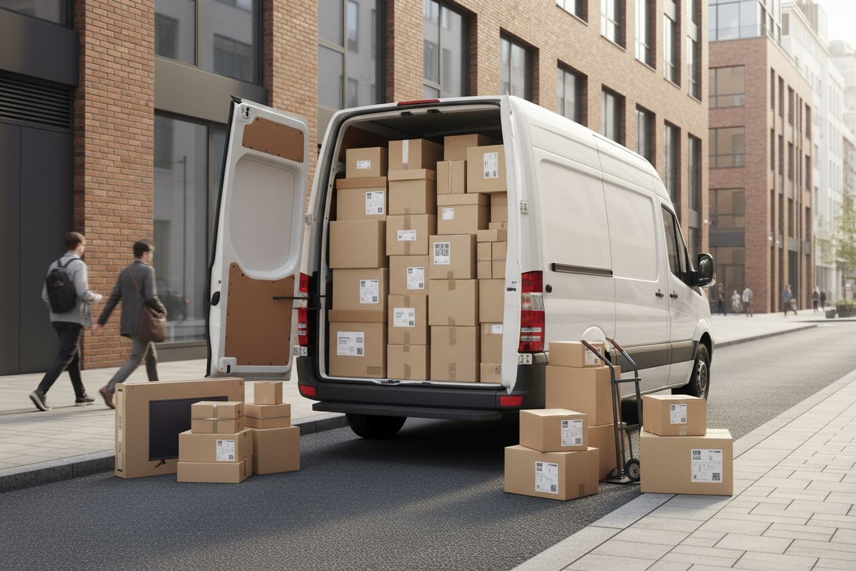 delivery van and parcels