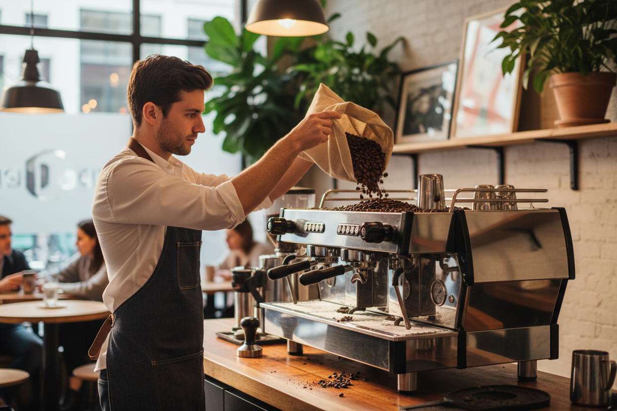 make it look like a nice coffee shop with a professional looking machine